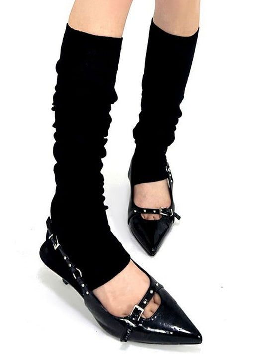 Clearance-Black Knitted Leg Sleeves