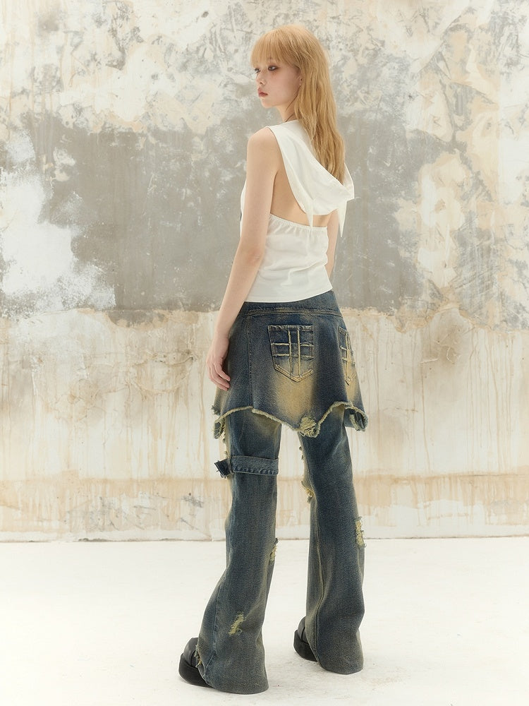 Punk Low-waist Flare Denim Pants