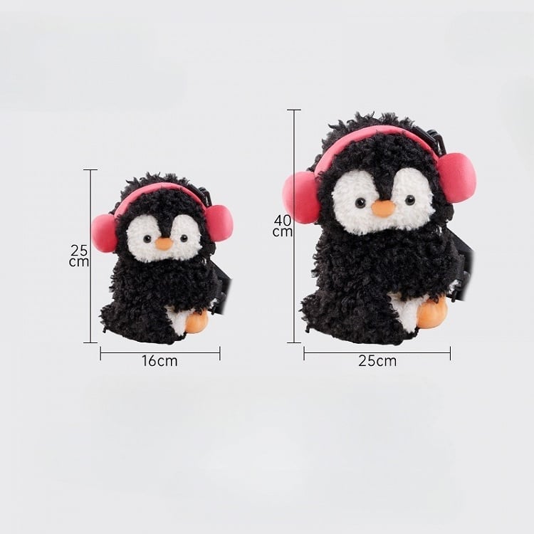 Black Cute Penguin Plush Backpack/Crossbody Bag Middle/Large Size
