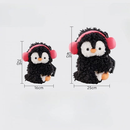 Black Cute Penguin Plush Backpack/Crossbody Bag Middle/Large Size