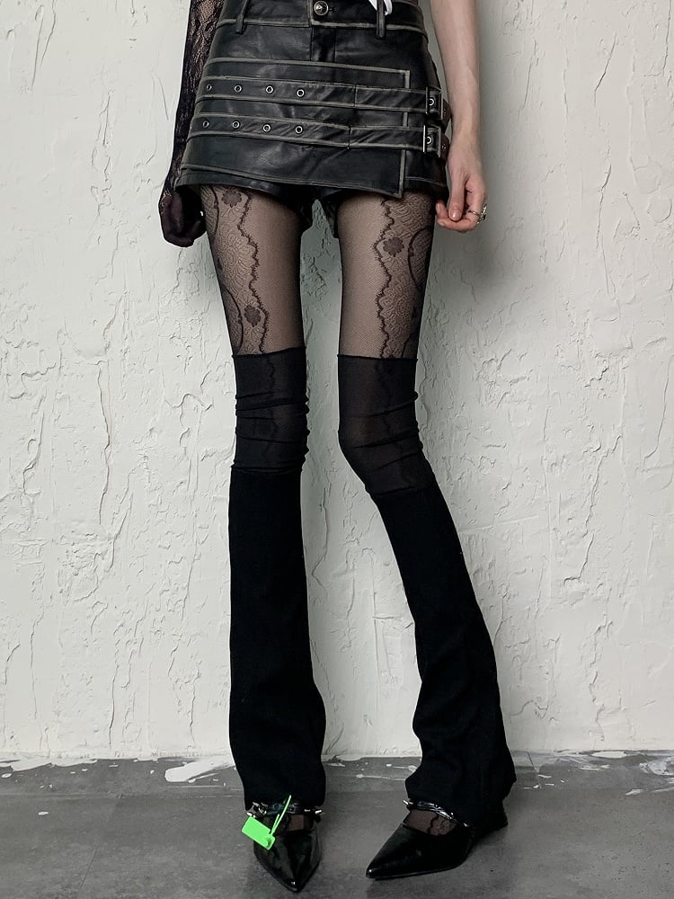 Black Y2K Leg Sleeves With Semi-sheer Cuffs