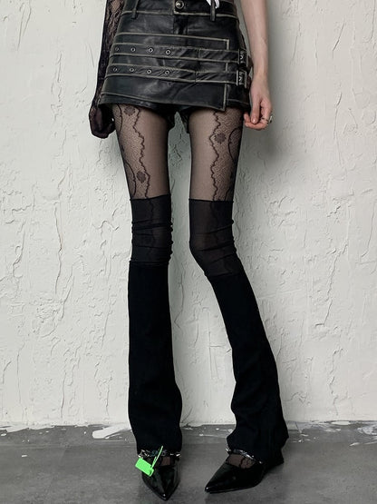 Black Y2K Leg Sleeves With Semi-sheer Cuffs
