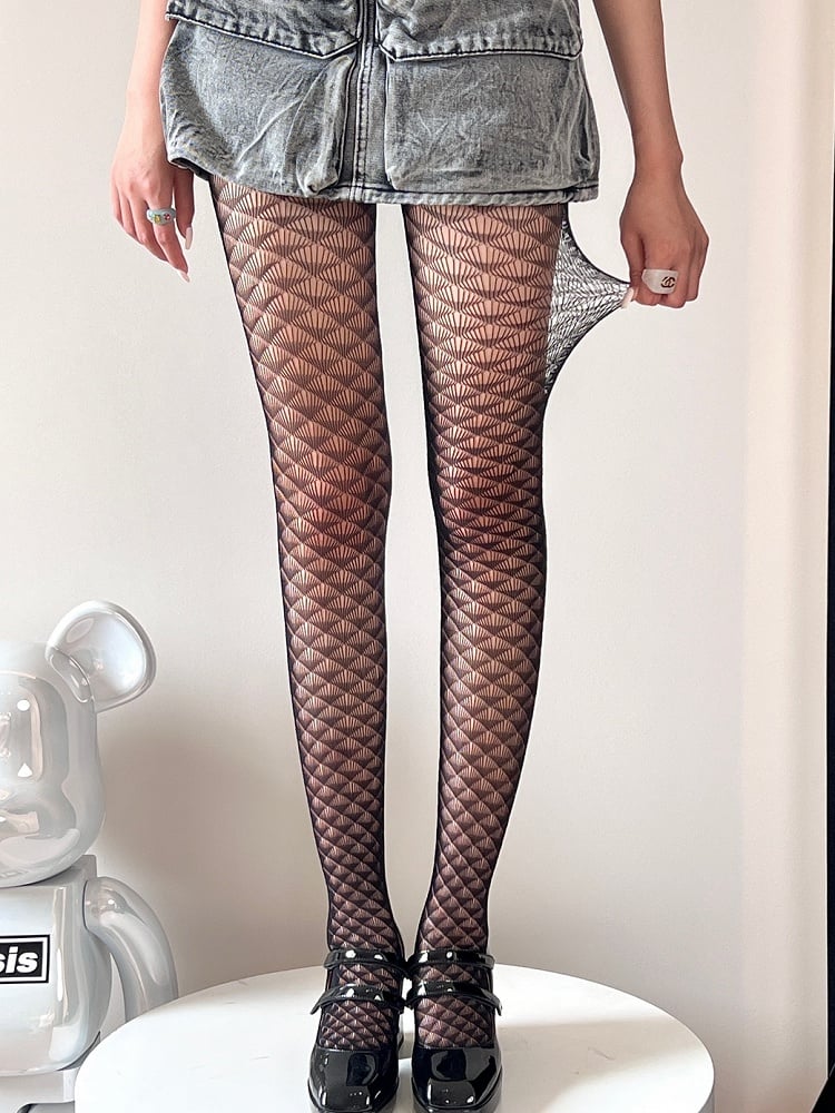 Black Y2K Cut-out Design Tights