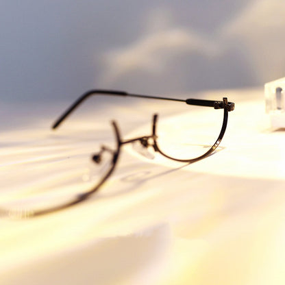 Cyberpunk Black Semi-rimless Glasses Y2K Lensless Eyeglasses Frame