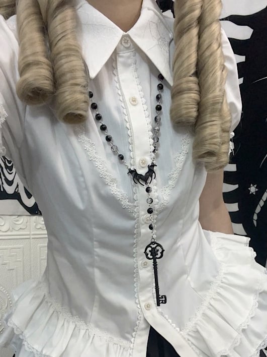 Black Gothic Punk Key Beaded Necklace