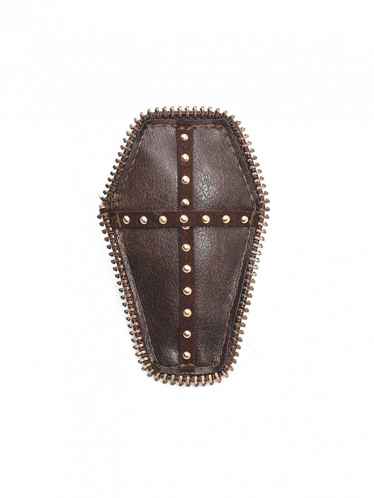 Dark Brown Steampunk Coffin-shaped PU Hairclip