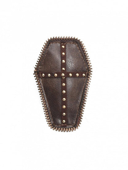 Dark Brown Steampunk Coffin-shaped PU Hairclip