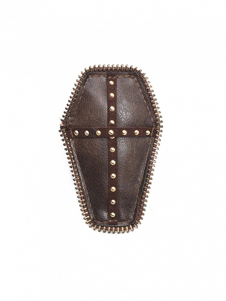 Dark Brown Steampunk Coffin-shaped PU Hairclip