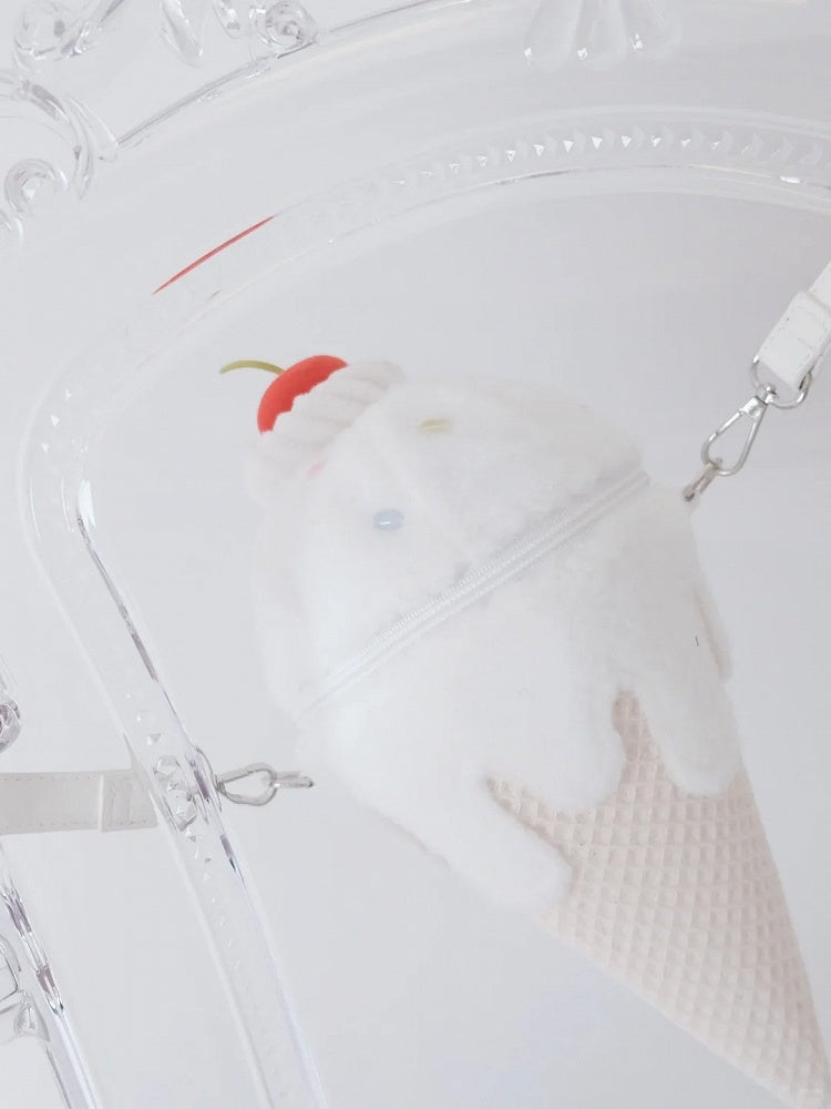 Yume Kawaii White Ice Cream-shaped Plush Crossbody Bag