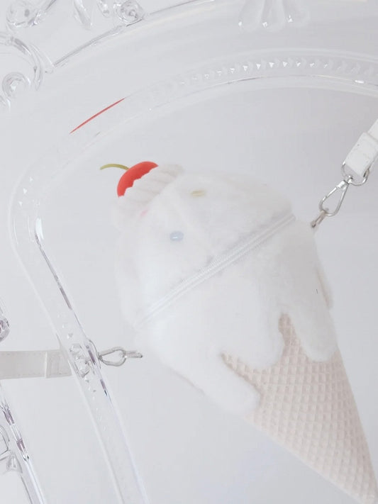 Yume Kawaii White Ice Cream-shaped Plush Crossbody Bag