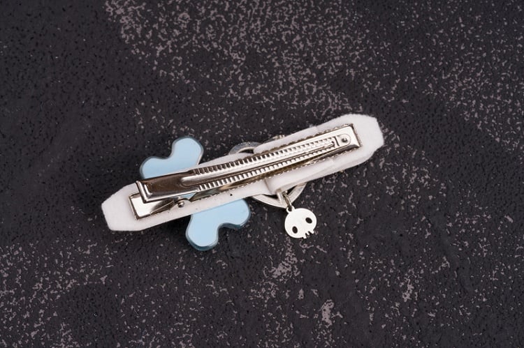 Bone Decorated White PU Heart Buckle Hairclip