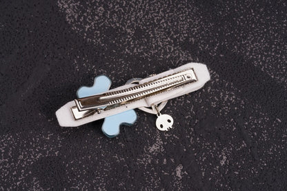 Bone Decorated White PU Heart Buckle Hairclip