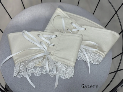 Circus Clown Vibes Ouji Lolita Outfit - Apricot Pointed Collar Shirt + Bloomer Shorts + Garters