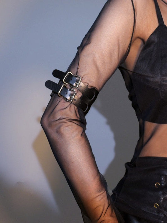 Black Cyberpunk Buckle Arm Cuff