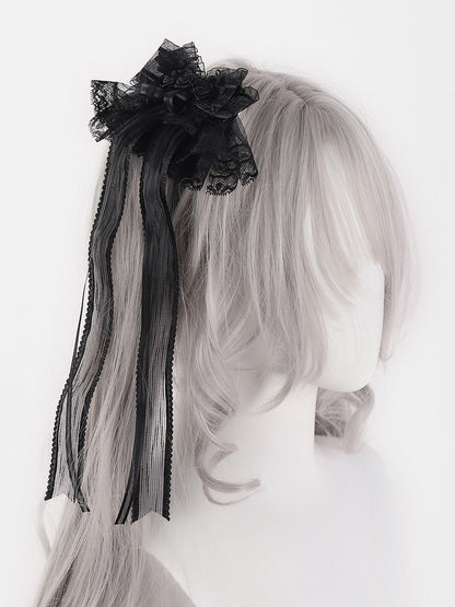 Rosette Design Gothic Black Bowknots Lace Hairclips