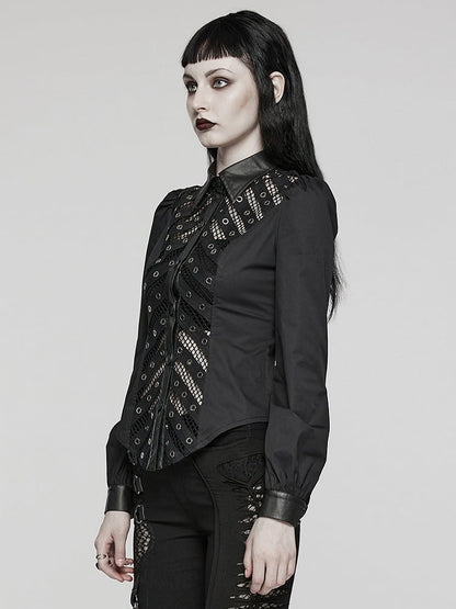 Black Punk Sexy Hollow Shirt