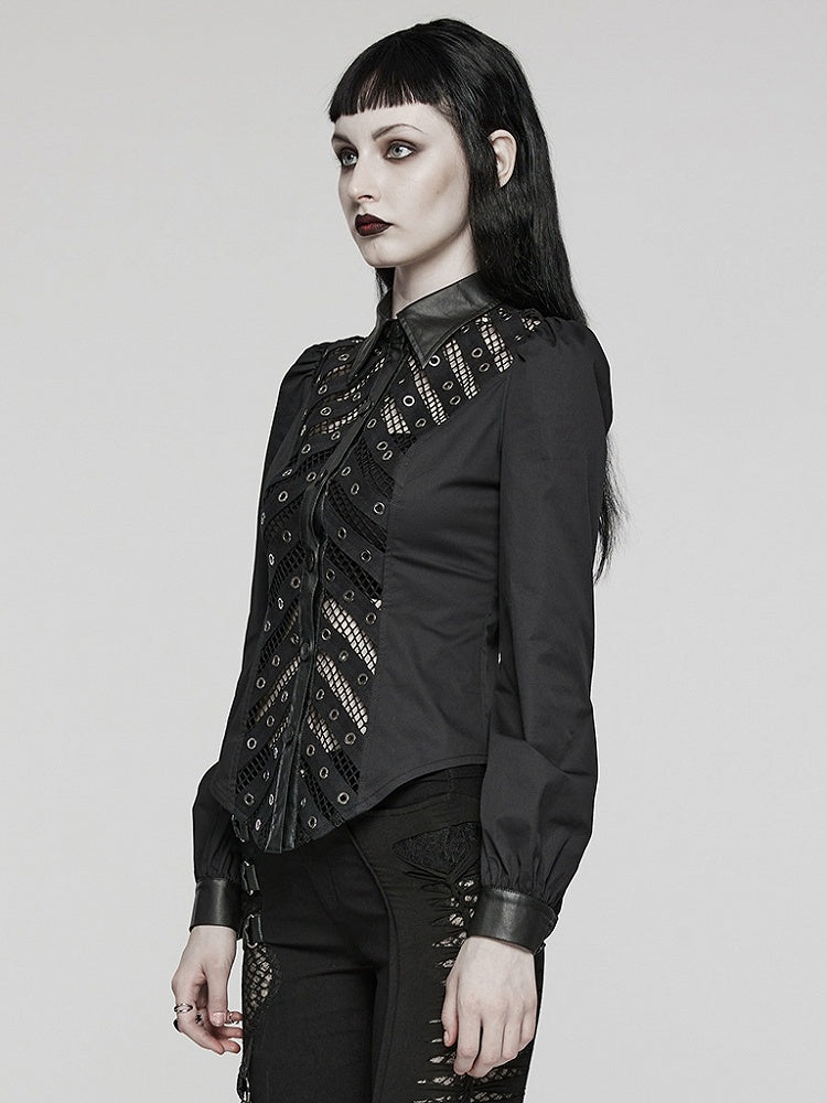 Black Punk Sexy Hollow Shirt