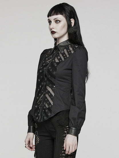 Black Punk Sexy Hollow Shirt