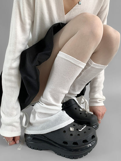 White/Blue Split Cuffs Leg Sleeves