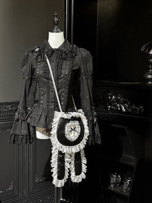 Lolita Crossbody Bag with Rabbit Ears and Beaded Chain 3 Color Options