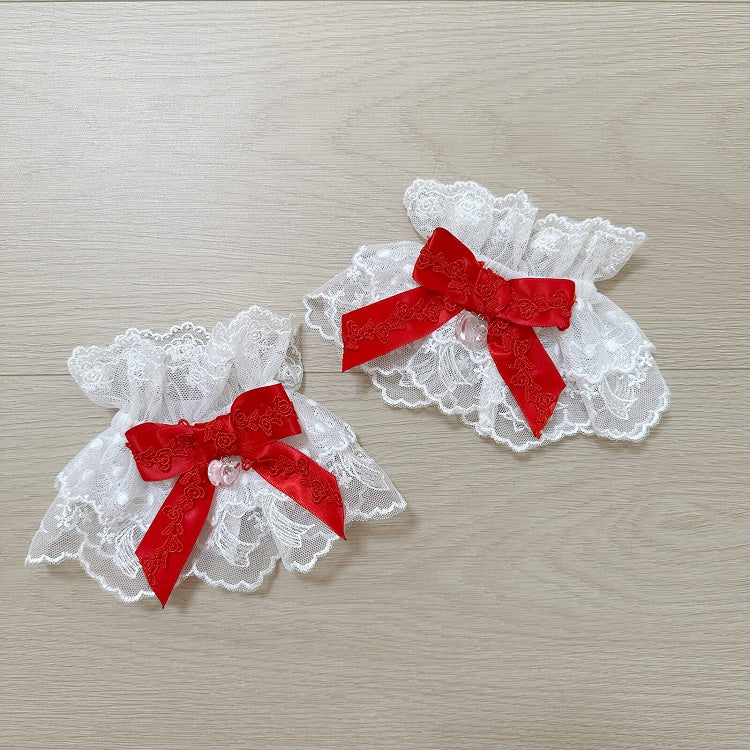 Pink / Blue / Black / Red Bowknot Wrist Cuffs