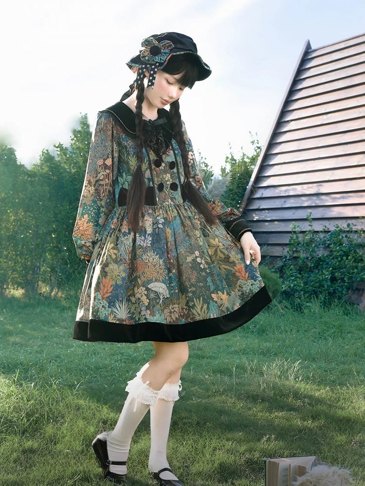 Black Lolita Hat with Colorful Flower Accent