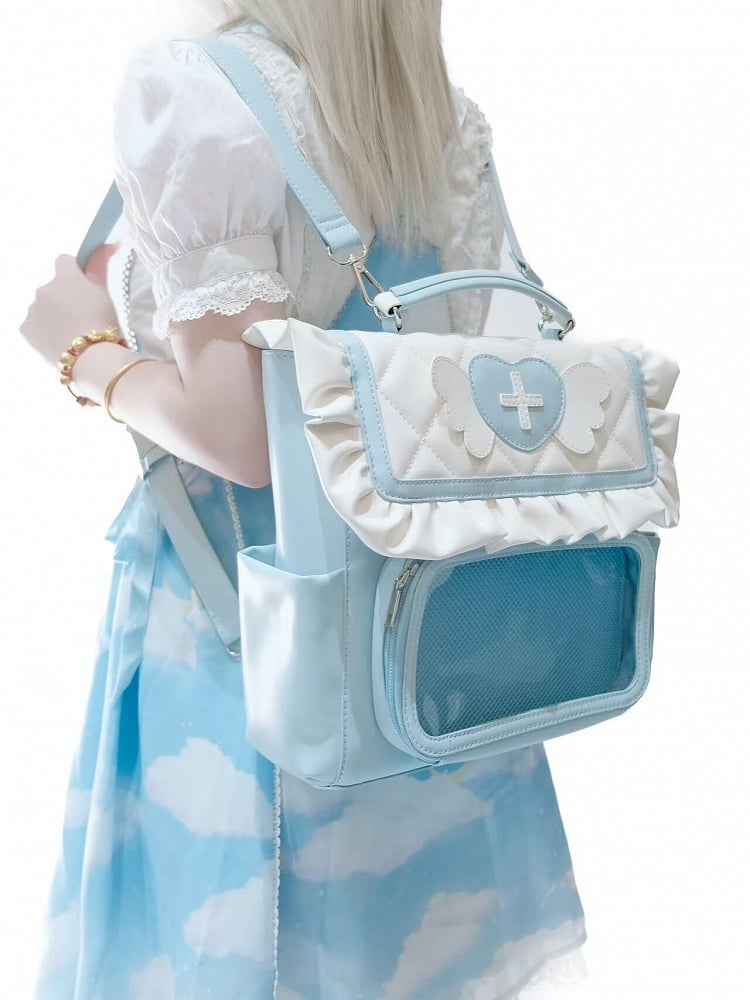 Blue & White Tenshi Kaiwai Doll Bag Ita Backpack