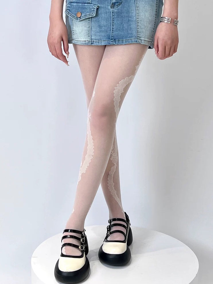 4 Color Options Rosette Pattern Tights