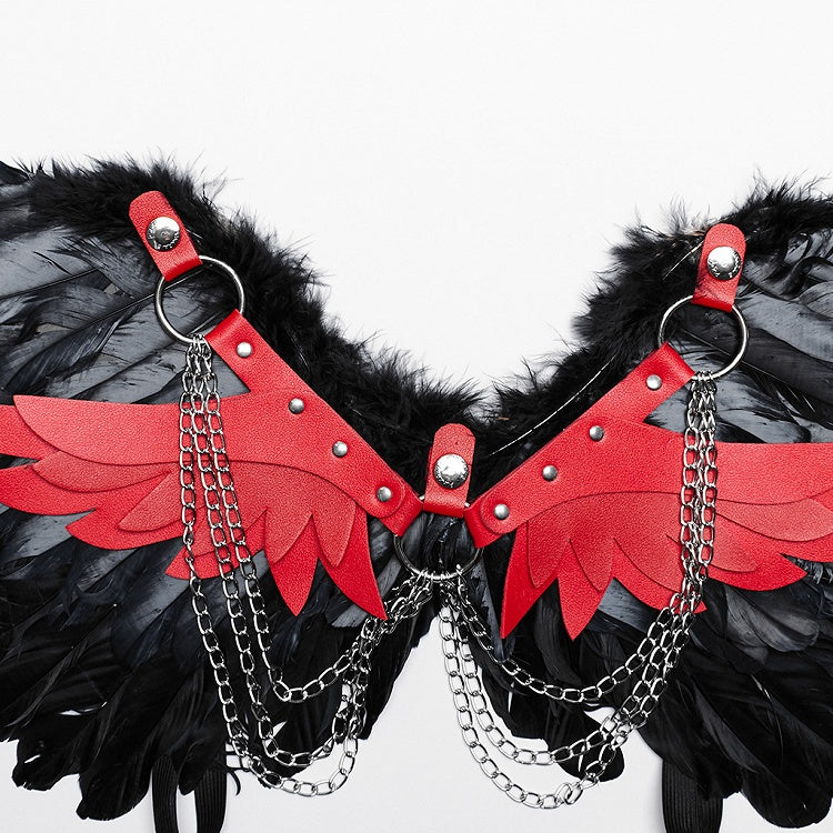 Black and Red Punk Feather Wing Harness