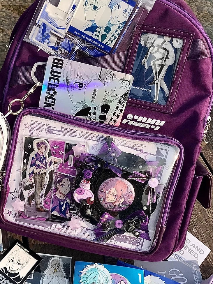 Purple Unisex Daily Star Decoration Ita Backpack - Large Capacity & Adjustable Strap