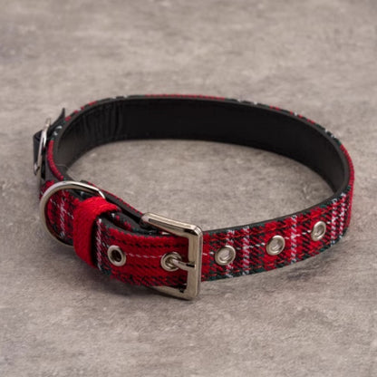 Heart PU Buckle Gothic Red Plaid Choker