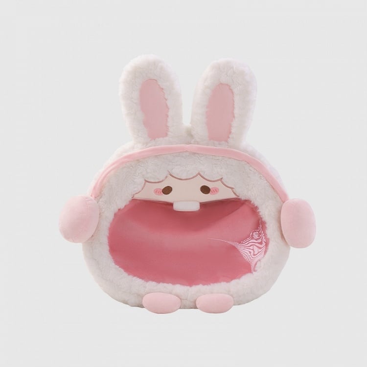 White And Pink Cute Rabbit-shaped Plush Ita Bag Backpack