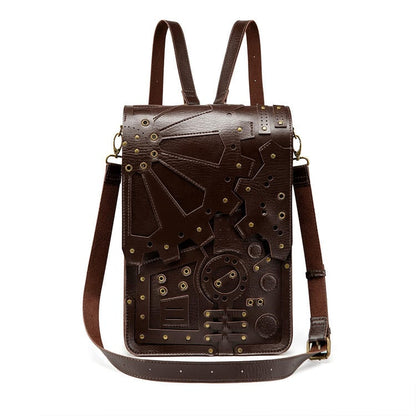 Steampunk Gears Backpack Dark Coffee / Ochre
