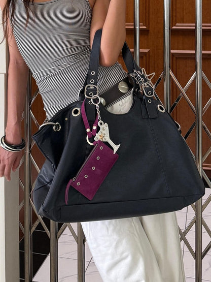 Edgy Black Large Capacity Minimalist Tote Bag