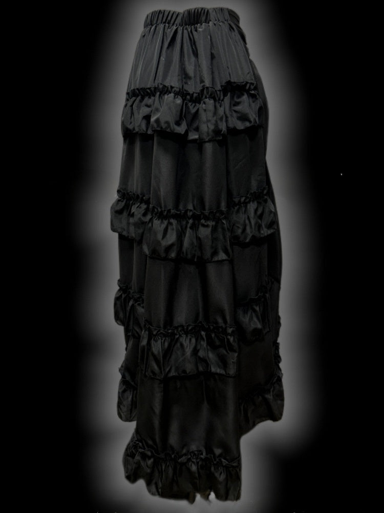 Gothic Black Letters Print Ruched Design High-low Punk Skirt with Free Cross Charms Waist Chain