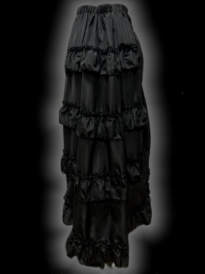 Gothic Black Letters Print Ruched Design High-low Punk Skirt with Free Cross Charms Waist Chain