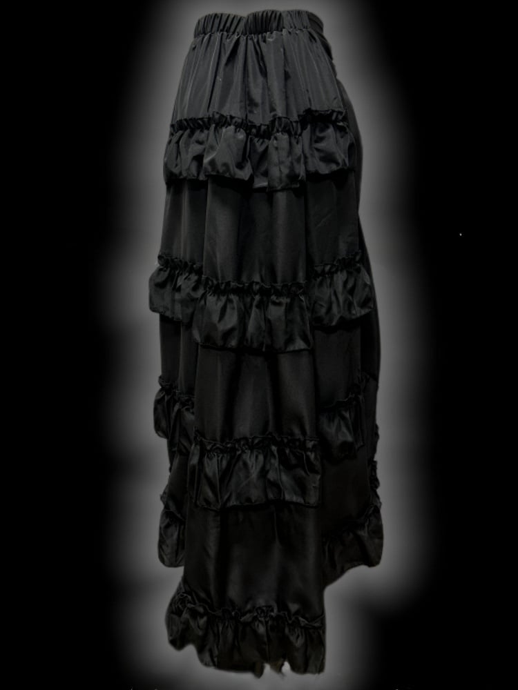 Gothic Black Letters Print Ruched Design High-low Punk Skirt with Free Cross Charms Waist Chain