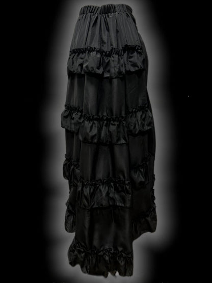 Gothic Black Letters Print Ruched Design High-low Punk Skirt with Free Cross Charms Waist Chain