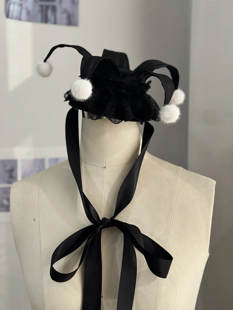 Black / Apricot Circus Clown Mini Hat