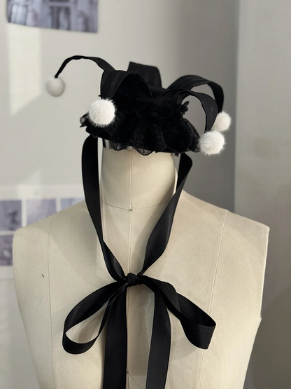 Black / Apricot Circus Clown Mini Hat