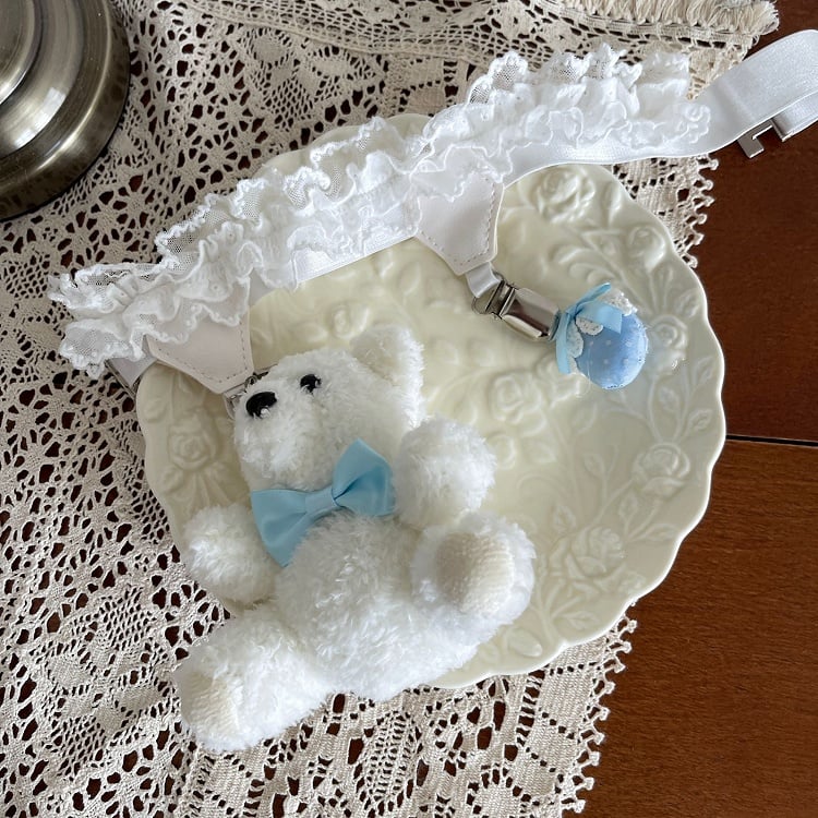 4 Color Options Lace Leg Loop Garter with Strawberry Bear Decoration