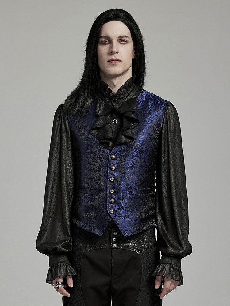 Black and Blue Goth Jacquard Waistcoat