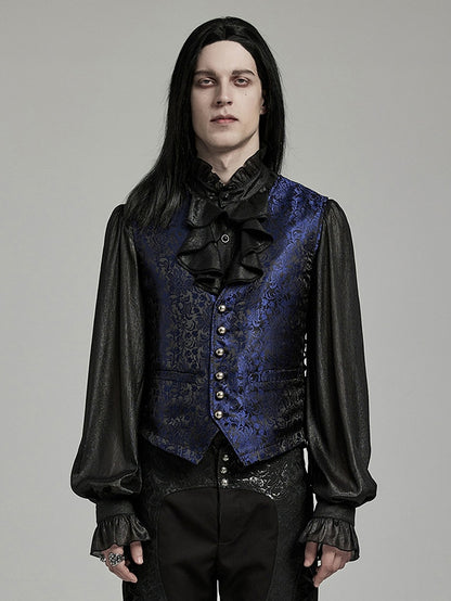 Black and Blue Goth Jacquard Waistcoat