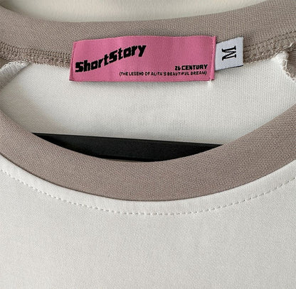 Cartoon Boy Print Khaki and White T-shirt