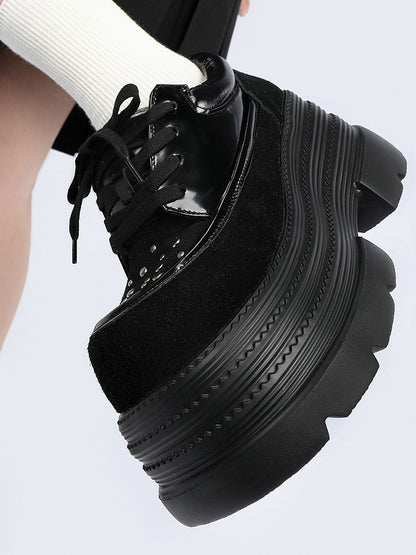 Stud Embellishments & Functional Lacing System Punk Black Platforms