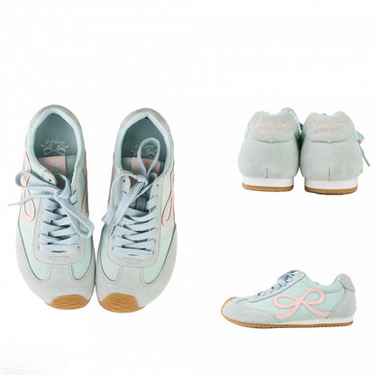 Green Bowknot Design Front Lace-up Ties Sneakers