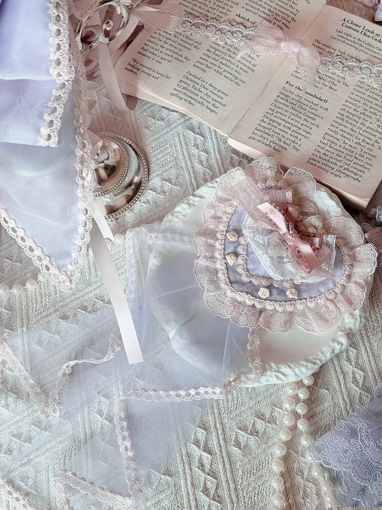 Blue / Purple & Pink Heart-shaped Floral Hairclip