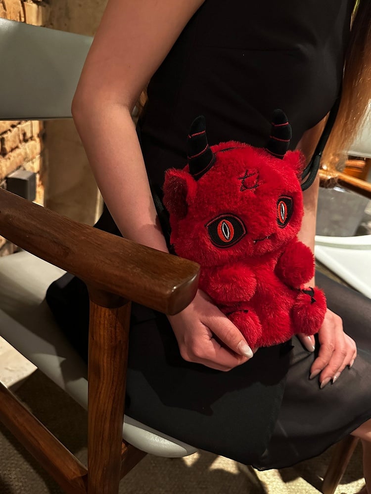 Red Devil Y2K Gothic Plush Doll Bag
