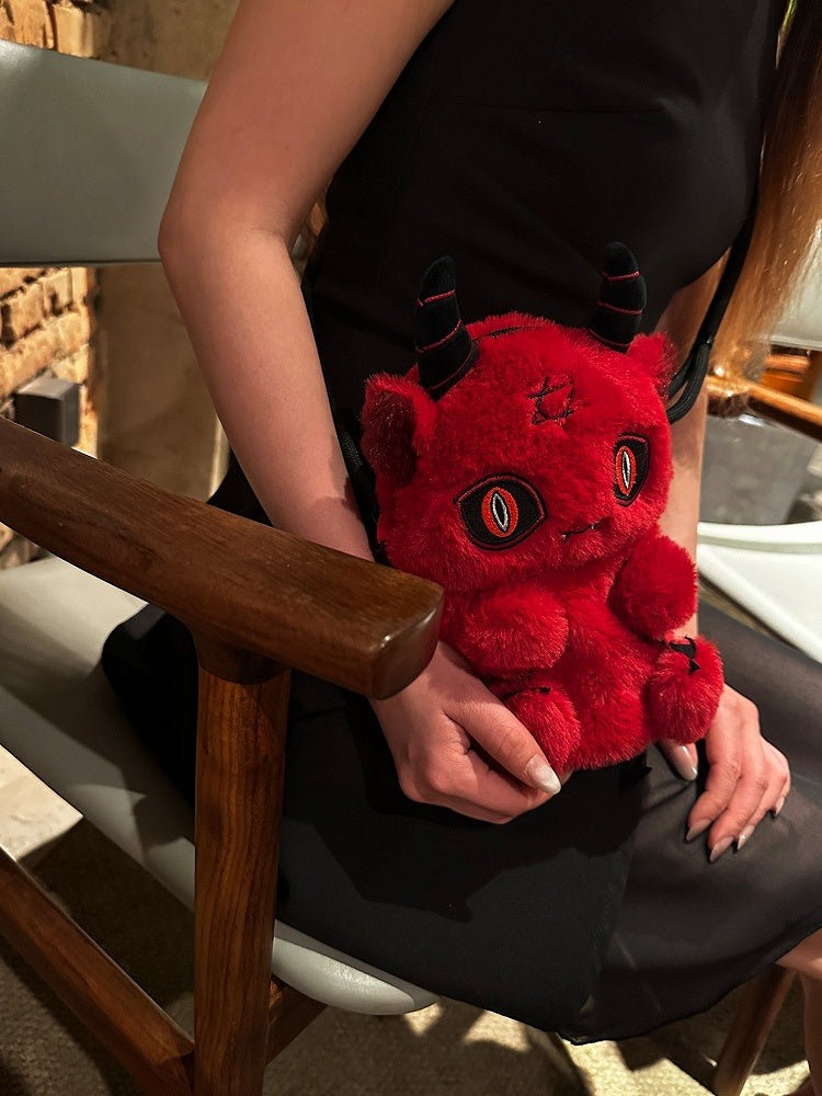 Red Devil Y2K Gothic Plush Doll Bag
