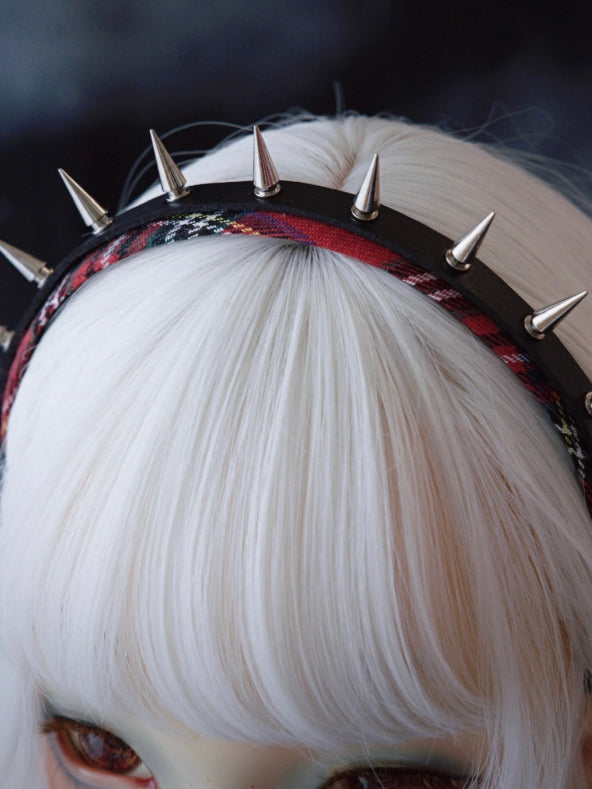 Black And Red Plaid Pattern With Studs Design KC